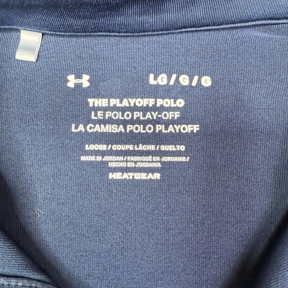 Under Armour Polo Shirt Mens Large Blue Heat Hear Loose - Picture 3 of 13